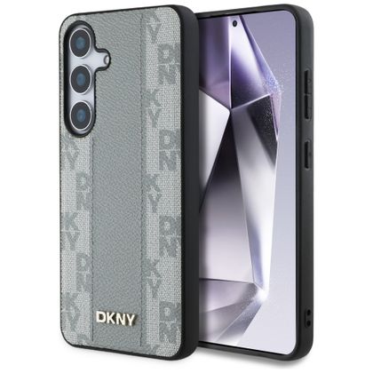 Etui DKNY Leather Checkered Pattern MagSafe do Samsung Galaxy S25 taupe
