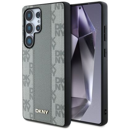Etui DKNY Leather Checkered Pattern MagSafe do Samsung Galaxy S25 Ultra taupe