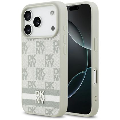 Etui DKNY Checkered with Printed Stripesdo iPhone 17 Pro beżowy