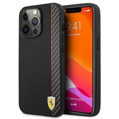 Ferrari FESAXHCP13LBK iPhone 13 Pro/136,1" czarny/black hardcase On Track Carbon Stripe