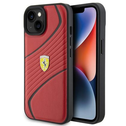 Ferrari FEHCP15SPTWR iPhone 15 / 14 / 13 6.1" czerwony/red hardcase Twist Metal Logo