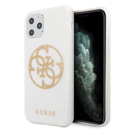 Guess GUHCN65TPUWHGLG iPhone 11 ProMax biały/white hard case Glitter 4G Circle Logo