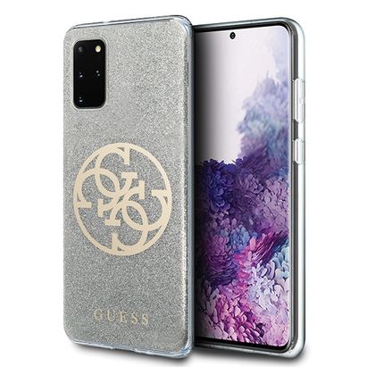Guess GUHCS67PCUGLLG S20+ G985jasnoszary/light grey hard case Glitter 4G Circle Logo