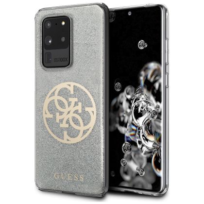 Guess GUHCS69PCUGLLG S20 Ultra G988jasnoszary/light grey hard case Glitter 4G Circle Logo