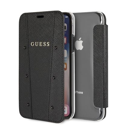 Guess GUFLBKPXKASABK iPhone X/Xsczarny/black book Kaia Saffiano
