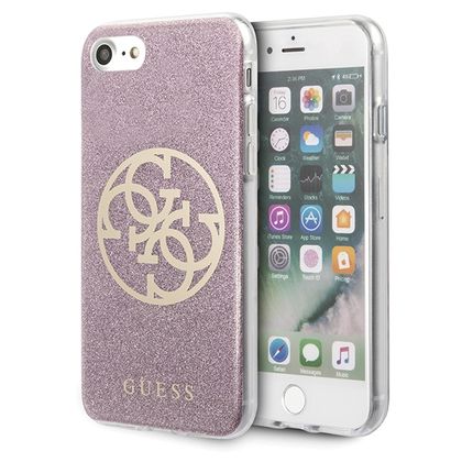 Guess GUHCI8PCUGLPI iPhone 7/8/SE 2020/ SE 2022 różowy/pink hard case Glitter 4G Circle Logo