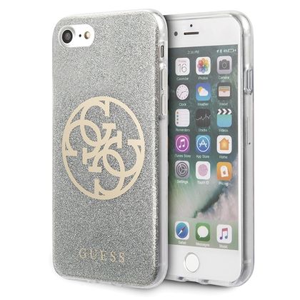 Guess GUHCI8PCUGLLG iPhone 7/8/SE 2020/ SE 2022 jasnoszary/light grey hard case Glitter 4G Circle Logo