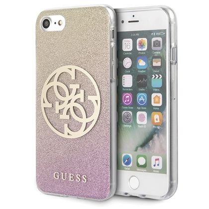 Guess GUHCI8PCUGLPGG iPhone 7/8/SE 2020/ SE 2022 różowo-złoty/gold pink hard case Glitter Gradient 4G Circle Logo