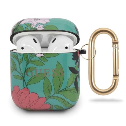 Guess GUACA2TPUBKFL01 AirPods 1/2 coverzielony/green N.1 Flower Collection