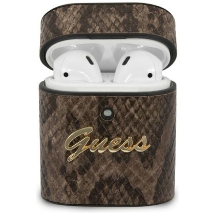 Guess GUACA2PUSNSMLBR AirPods 1/2 cover brązowy/brown Python Collection