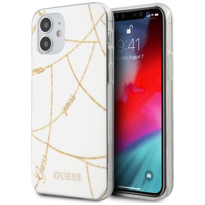 Guess GUHCP12SPCUCHWH iPhone12 mini 5,4" biały/white hardcase Gold Chain Collection