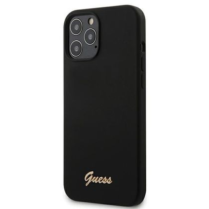 Guess GUHCP12LLSLMGBK iPhone12 Pro Max 6,7" black/czarny hardcase Silicone Script Gold Logo