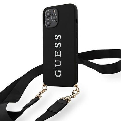 Guess GUHCP12LPUSTCRBK iPhone 12 Pro Max6,7" black/czarny hardcase Silicone Printed Logo Strap