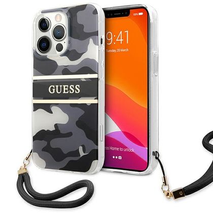 Guess GUHCP13XKCABBK iPhone 13 Pro Max6,7" czarny/black hardcase Camo Strap Collection