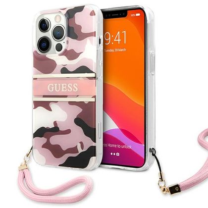 Guess GUHCP13XKCABPI iPhone 13 Pro Max6,7" różowy/pink hardcase Camo Strap Collection