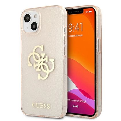Guess GUHCP13MPCUGL4GGO iPhone 13 / 14 /15 6.1" złoty/gold hard case Glitter 4G Big Logo