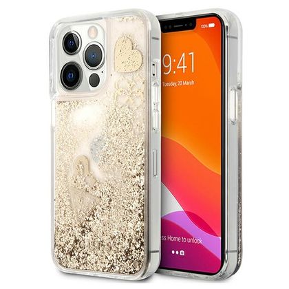 Guess GUHCP13LGLHFLGO iPhone 13 Pro / 136,1" gold/złoty hardcase Glitter Charms