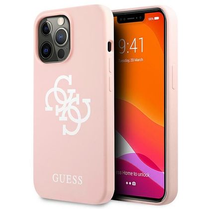 Guess GUHCP13XLS4GWPI iPhone 13 Pro Max 6,7" różowy/pink hard case Silicone 4G Logo