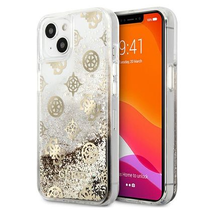 Guess GUHCP13SLGPEGO iPhone 13 mini 5,4"złoty/gold hardcase Peony Liquid Glitter