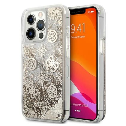 Guess GUHCP13LLGPEGO iPhone 13 Pro / 136,1" złoty/gold hardcase Peony Liquid Glitter