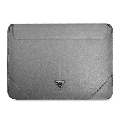 Guess Sleeve GUCS16PSATLG 16" srebrny/silver Saffiano Triangle Logo
