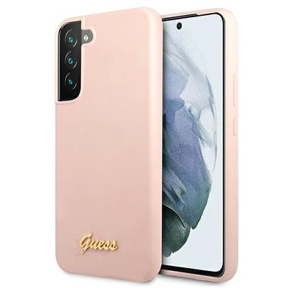 Guess GUHCS22MLSLMGPP S22+ S906różowy/pink hardcase Silicone Script Metal Logo