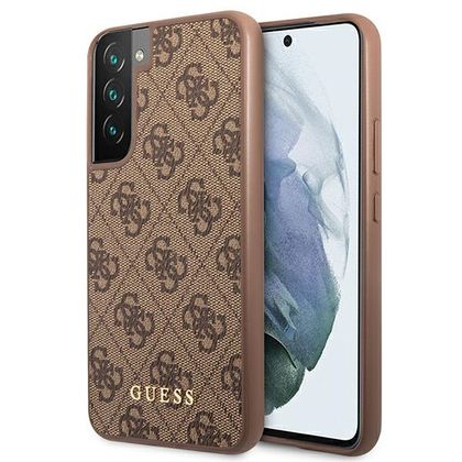 Guess GUHCS22SG4GFBR S22 S901brązowy/brown hard case 4G Metal Gold Logo