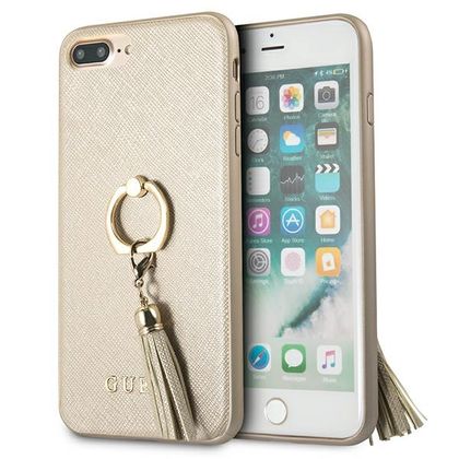 Guess GUHCI8LRSSABE iPhone 7/8 Plusbeige/beżowy hard case Saffiano with ring stand