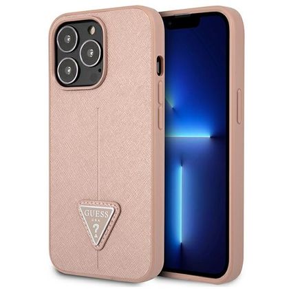 Guess GUHCP13LPSATLP iPhone 13 Pro/ 13 6,1" różowy/pink hardcase SaffianoTriangle Logo