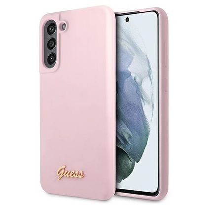 Guess GUHCS21FLSLMGLA S21 FE G990lawendowy/lavender hardcase Silicone Script Metal Logo