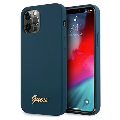 Guess GUHCP12MLSLMGBL iPhone12/12 Pro 6,1" niebieski/blue hardcase Metal Logo Script