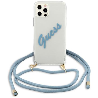 Guess GUHCP12LCRTVSBL iPhone 12 Pro Max 6,7" niebieski/blue hardcase Script Vintage
