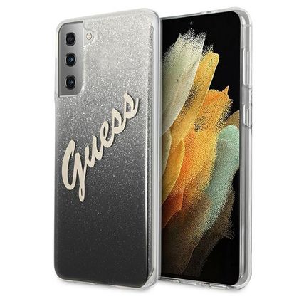 Guess GUHCS21SPCUGLSBK S21 G991czarny/black hardcase Glitter Gradient Script