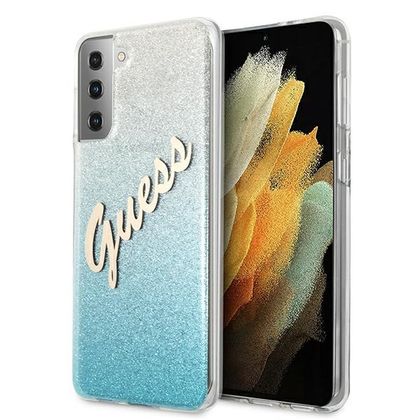 Guess GUHCS21SPCUGLSBL S21 G991niebieski/blue hardcase Glitter Gradient Script