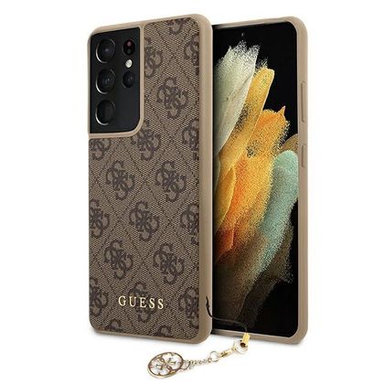Guess GUHCS21LGF4GBR S21 Ultra G998brązowy/brown hardcase 4G Charms Collection