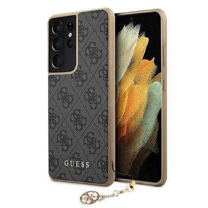 Guess GUHCS21LGF4GGR S21 Ultra G998szary/grey hardcase 4G Charms Collection
