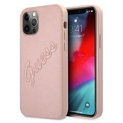 Guess GUHCP12LRSAVSRG iPhone 12 Pro Max6,7" różowy/pink hardcase Saffiano Vintage Script
