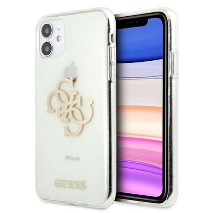 Guess GUHCN61PCUGL4GTR iPhone 11 6,1"/ Xr transparent hard case Glitter 4G Big Logo