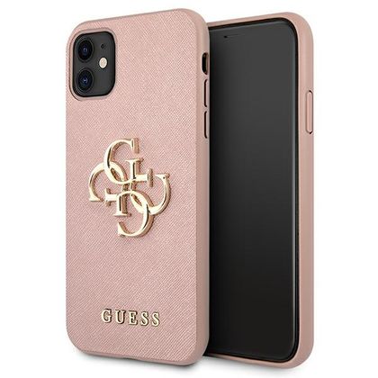 Guess GUHCN61SA4GGPI iPhone 11 6,1" / Xrróżowy/pink hardcase Saffiano 4G Metal Logo