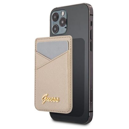 Guess Wallet Card Slot GUWMSSASLGOMagSafe Saffiano złoty/gold
