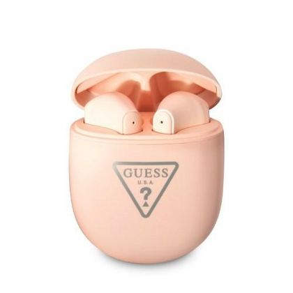 Guess słuchawki Bluetooth GUTWST82TRPTWS + stacja dokująca różowy/pink Triangle Logo