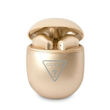 Guess słuchawki Bluetooth GUTWST82TRDTWS + stacja dokująca złoty/gold Triangle Logo