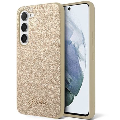 Guess GUHCS23SHGGSHD S23 S911złoty/gold hard case Glitter Script