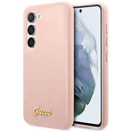 Guess GUHCS23SLSLMGPP S23 S911 różowy/pink hardcase Silicone Script Metal Logo