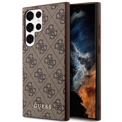 Guess GUHCS23LG4GFBR S23 Ultra S918brązowy/brown hard case 4G Metal Gold Logo