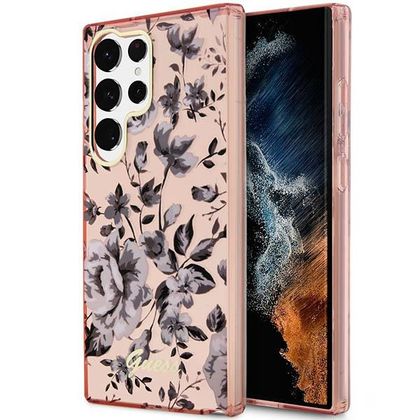 Guess GUHCS23LHCFWSP S23 Ultra S918różowy/pink hardcase Flower Collection