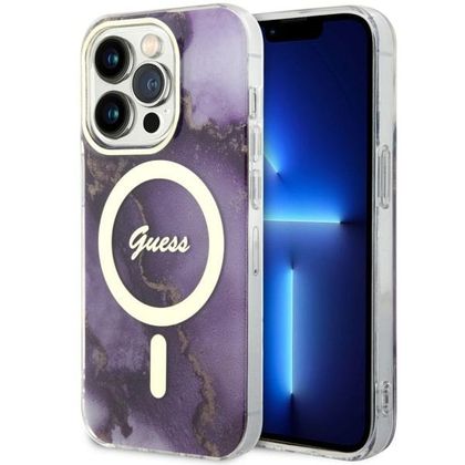 Guess GUHMP14XHTMRSU iPhone 14 Pro Max6.7" purpurowy/purple hardcase Golden Marble MagSafe