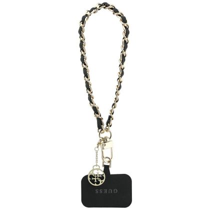 Guess GUOUCHSAMC4K Universal Hand Strap czarny/black Saffiano Chain 4G Charm