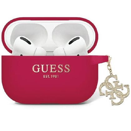 Guess GUAP2LECG4M AirPods Pro 2 (2022/2023) cover purpurowy/magenta Liquid Silicone Glitter Triangle Charm