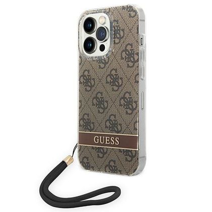 Guess GUOHCP14XH4STW iPhone 14 ProMax 6,7" brązowy/brown hardcase 4G Print Strap